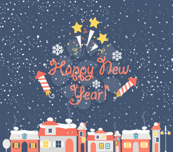 Vector Illustration of a New Year Background with Winter Landscape.