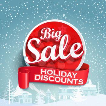Concept of discount. Sale design on a winter background. Eps10. Vector.