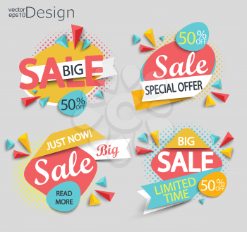 Sale - set of labels. Sale and discounts. Vector illustration.