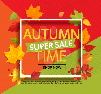 Autumn geometric super sale banner. Vector illustration.