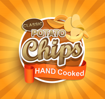 Potato chips label. Vector illustration for cafe and restaurant menu.