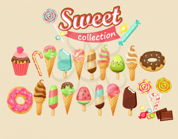 Set of Sweet food icon. Vector illustration.