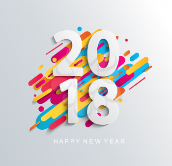 Creative new year 2018 design card on modern backgroun. Vector illustration.