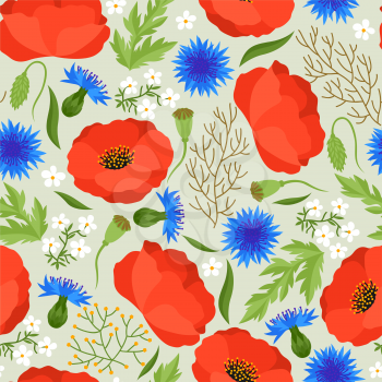 Seamless floral pattern with pretty spring flowers. Background for textile printing and wrapping paper.