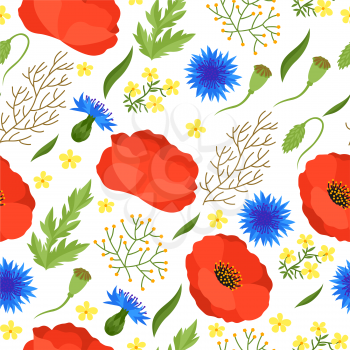 Seamless floral pattern with pretty spring flowers. Background for textile printing and wrapping paper.