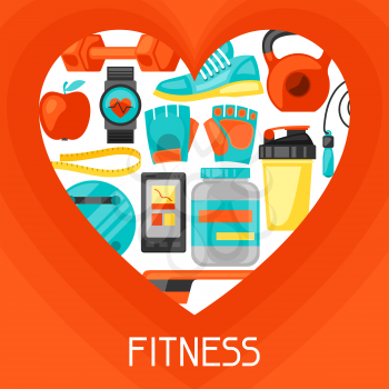 Sports and healthy lifestyle background with fitness icons. Image can be used on advertising booklets, banners, flayers.
