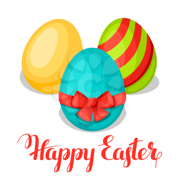 Happy Easter greeting card with decorative eggs. Concept can be used for holiday invitations and posters.