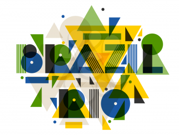 Brazil and Rio in abstract geometric style. Design for print on t-shirts, tourist brochure, advertising banner.