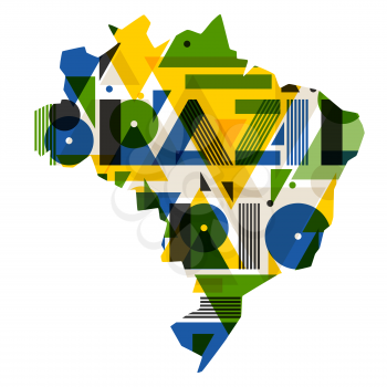 Brazil and Rio with map in abstract geometric style. Design for print on t-shirts, tourist brochure, advertising banner.