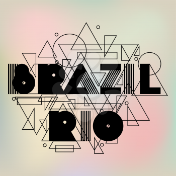Brazil and Rio in abstract geometric style. Design for print on t-shirts, tourist brochure, advertising banner.