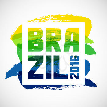 Brazil abstract background with grunge paint strokes in color of flag. Design for covers, brochure, advertising banner.