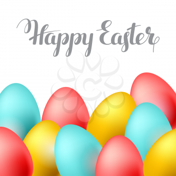 Happy Easter greeting card with eggs. Concept can be used for holiday invitations and posters.