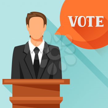 Candidate of party involved in debate. Political elections illustration for banners, web sites, banners and flayers.