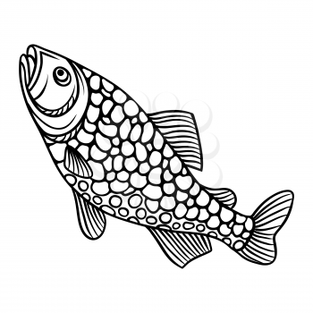 Abstract decorative fish on white background.  Image for design t-shirts, prints, decorations brochures and websites.