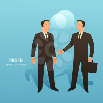 Dialogue business conceptual illustration with talking businessmen. Image for web sites, articles, magazines.