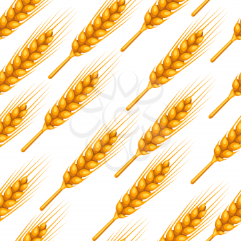 Seamless pattern with wheat. Agricultural image natural golden ears of barley or rye. Easy to use for backdrop, textile, wrapping paper, wallpaper.