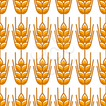 Seamless pattern with wheat. Agricultural image natural ears of barley or rye. Easy to use for backdrop, textile, wrapping paper, wallpaper.