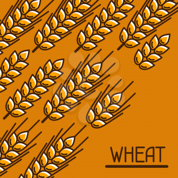 Background with wheat. Agricultural image natural golden ears of barley or rye. Design for packaging, brochures and advertising booklets.