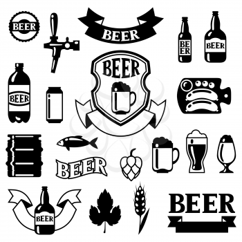 Set of badges and labels with beer objects for design.
