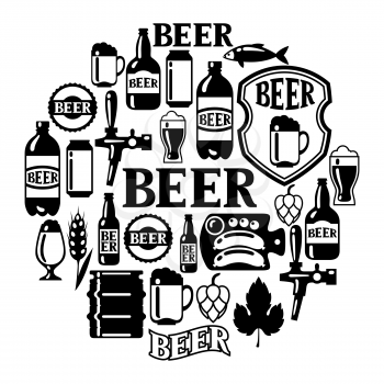 Beer icon and objects set for design.