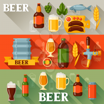 Banners design with beer icons and objects.