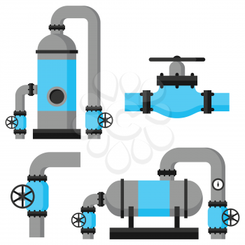 Natural gas heat exchanger, control valves and storage. Set of equipment.