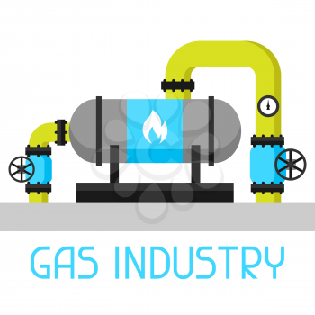 Gas heat exchanger in refinery. Industrial illustration in flat style.