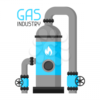 Injection and storage of gas. Industrial illustration in flat style.