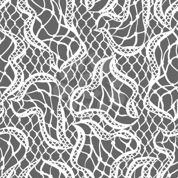 Seamless lace pattern with abstract waves. Vintage fashion textile.