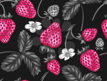 Abstract seamless pattern with strawberries in a pop art style.
