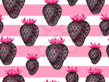 Abstract seamless pattern with strawberries in a pop art style.