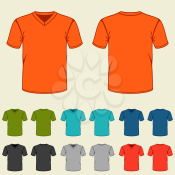 Set of colored t-shirts templates for men.