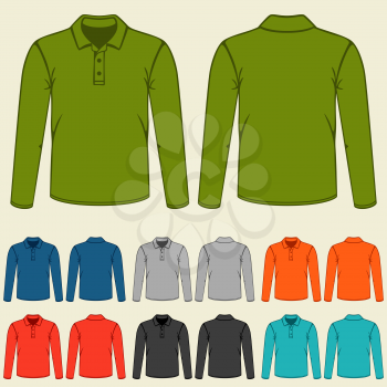 Set of colored polo t-shirts templates for men.