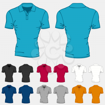 Set of colored polo-shirts templates for men.