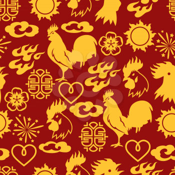 Seamless pattern with symbols of Chinese calendar.