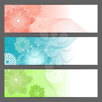 Vector beautifull floral illustration background. Horizontal banner.