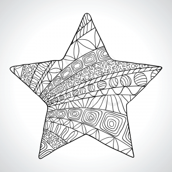 Decorative star isolated on wight bacground. Vector.