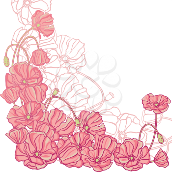 Floral background with hand drawn flowers. Vector illustration