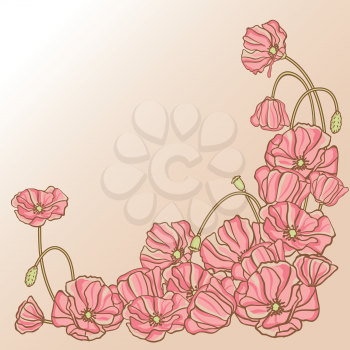 Floral background with hand drawn flowers. Vector illustration
