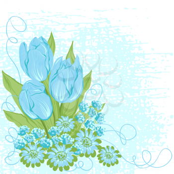 Design card  of vector tulips. (Flower background).