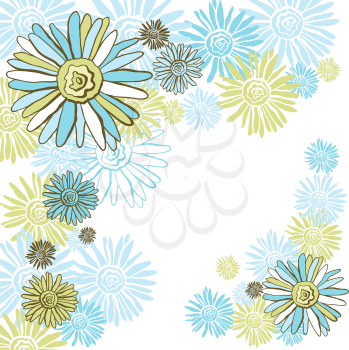Design of vector decorative chamomiles. (Flower background)
