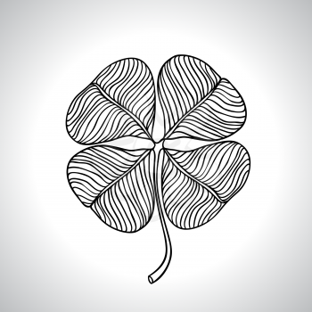 Black macro clover leaf natural isolated. Vector illustration.