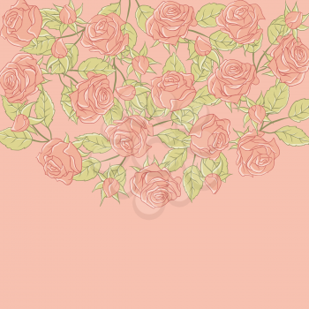 Floral background with rose in pastel tones.