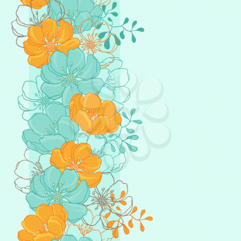 Vector background with hand drawn flowers