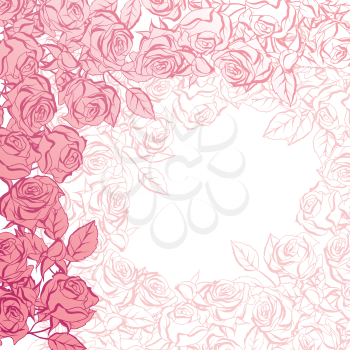 Floral background with pink roses. Vector illustration.