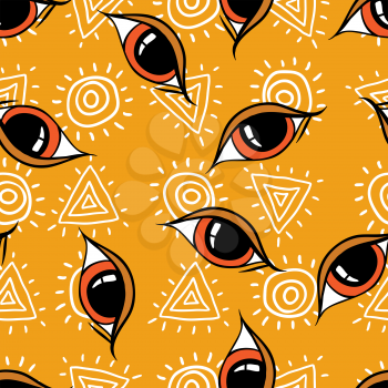 Seamless abstract hand drawn pattern, eyes background.