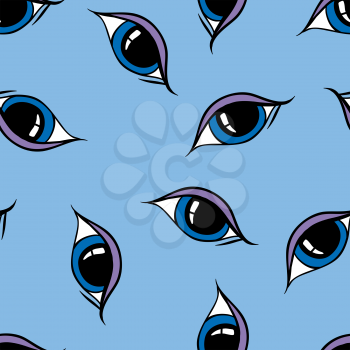 Seamless abstract hand drawn pattern, eyes background.