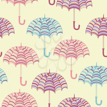 Seamless pattern with cute umbrellas. Vector illustration.