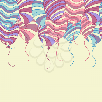 Seamless pattern of hand drawn balloons, vector.