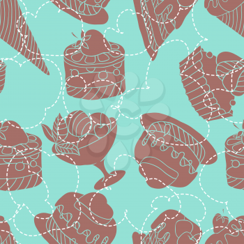 Holiday seamless pattern from sweet, cakes and acecream/